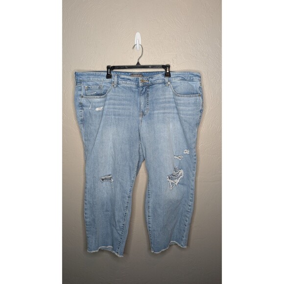 torrid Denim - Torrid Womens Plus 20 Blue Crop Boyfriend Vintage Stretch Distressed Jeans